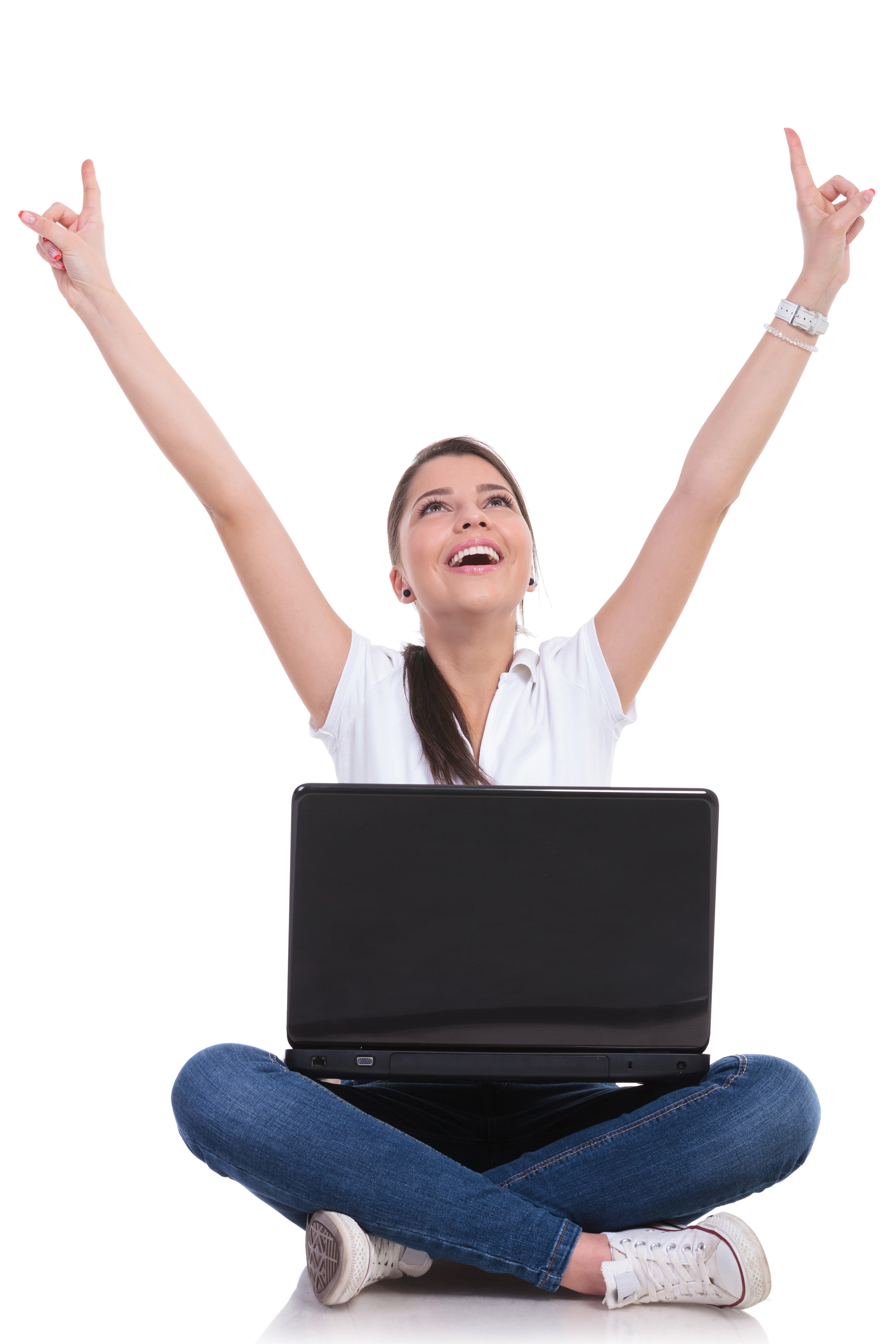 Woman happy after computer repair in Cincinnati