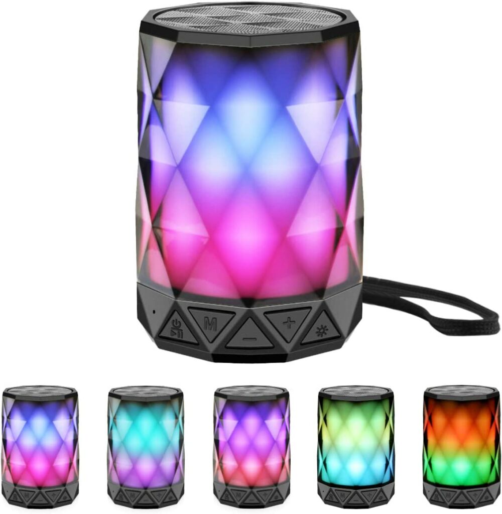 LED Bluetooth Speaker,Night Light Wireless Speaker,Portable Wireless Bluetooth Speaker Outdoor,7 Color LED Themes,Handsfree/Phone/PC/AUX/TWS Supported 