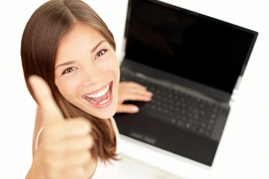 Lady who has secured her computer